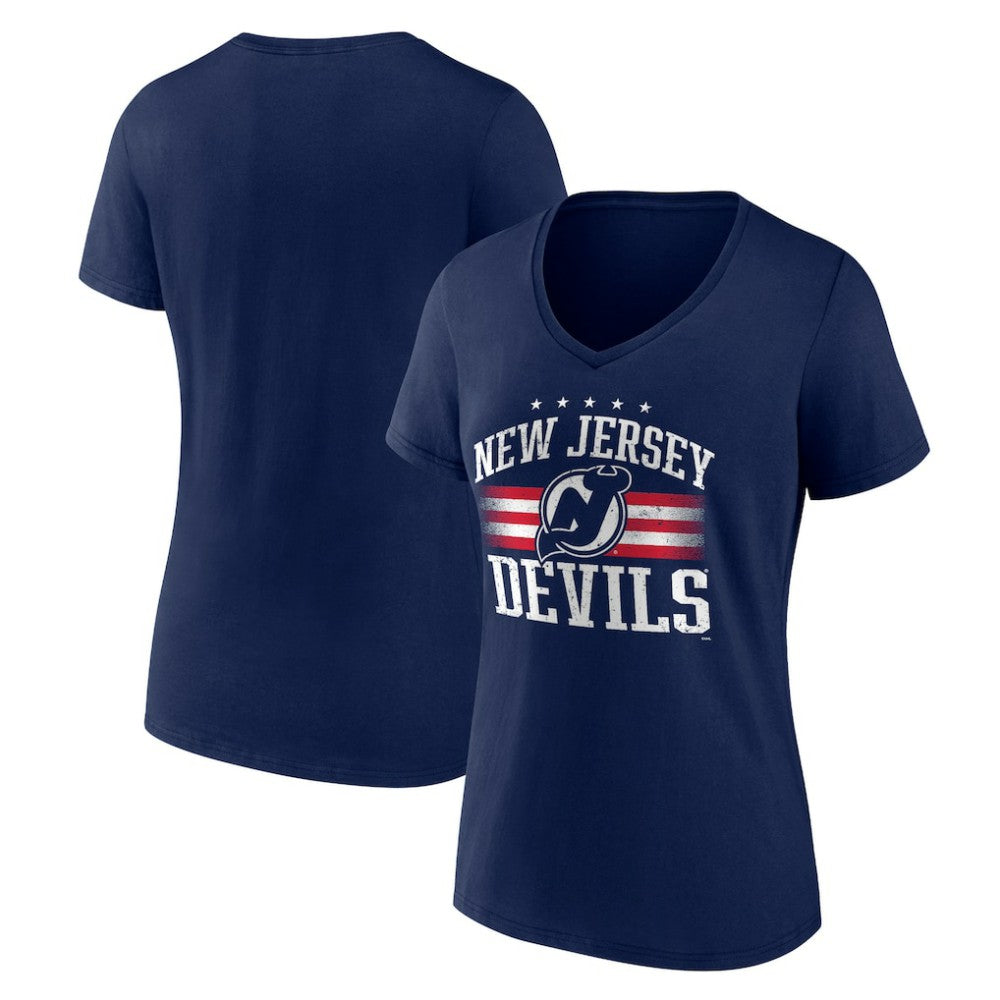 New Jersey Devils Women's Americana Team V-Neck T-Shirt - Navy T-shirts