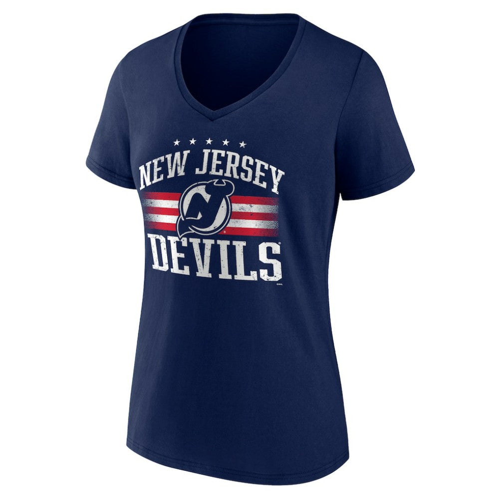 New Jersey Devils Women's Americana Team V-Neck T-Shirt - Navy T-shirts