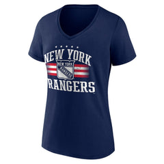 New York Rangers Women's Americana Team V-Neck T-Shirt - Navy T-shirts