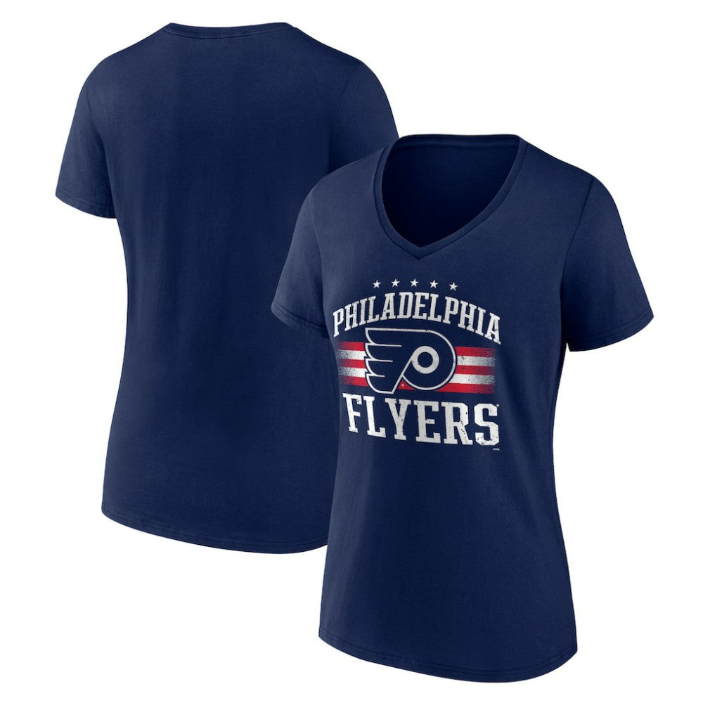 Philadelphia Flyers Women's Americana Team V-Neck T-Shirt - Navy T-shirts