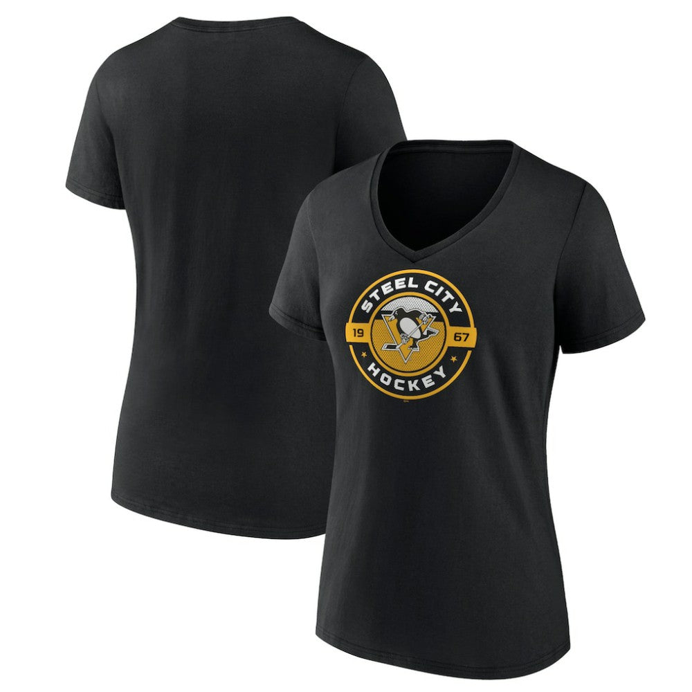 Pittsburgh Penguins Women's Native V-Neck T-Shirt - Black T-shirts