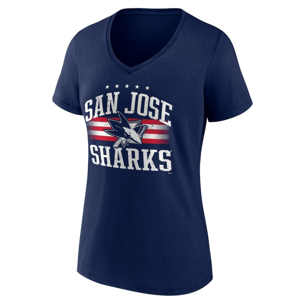 San Jose Sharks Women's Americana Team V-Neck T-Shirt - Navy T-shirts