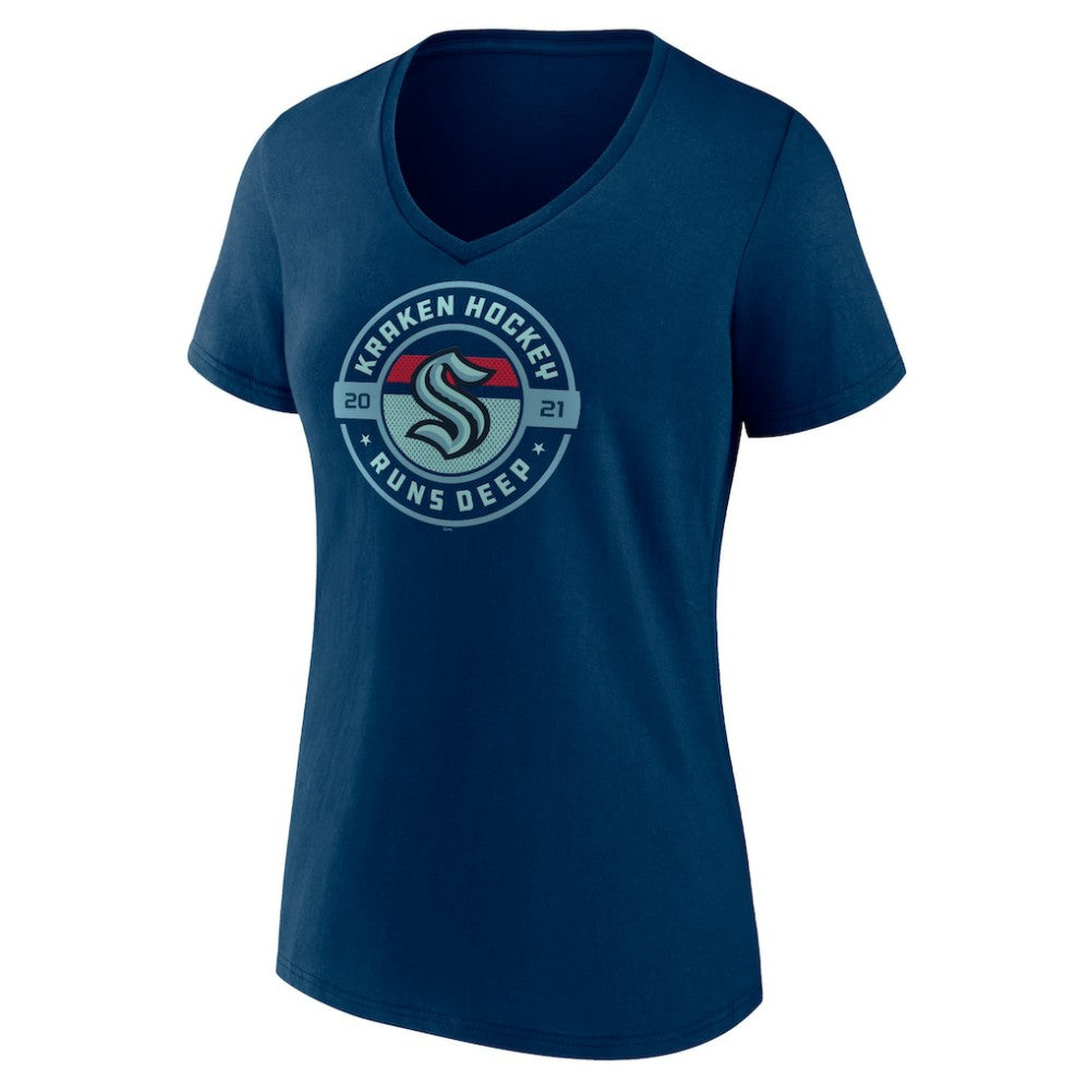 Seattle Kraken Women's Native V-Neck T-Shirt - Deep Sea Blue T-shirts