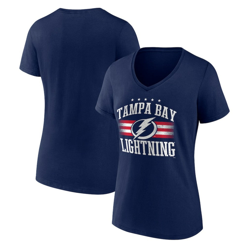 Tampa Bay Lightning Women's Americana Team V-Neck T-Shirt - Navy T-shirts