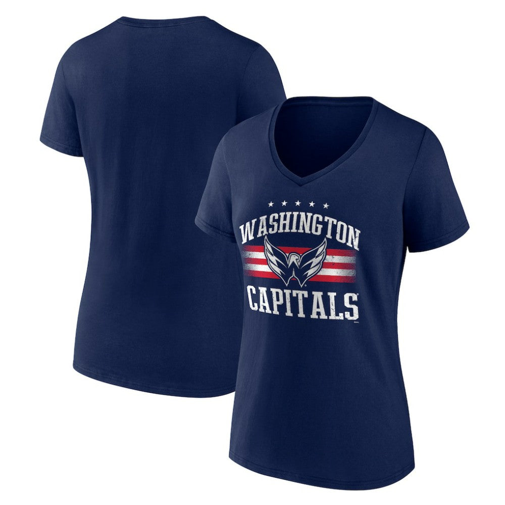 Washington Capitals Women's Americana Team V-Neck T-Shirt - Navy T-shirts