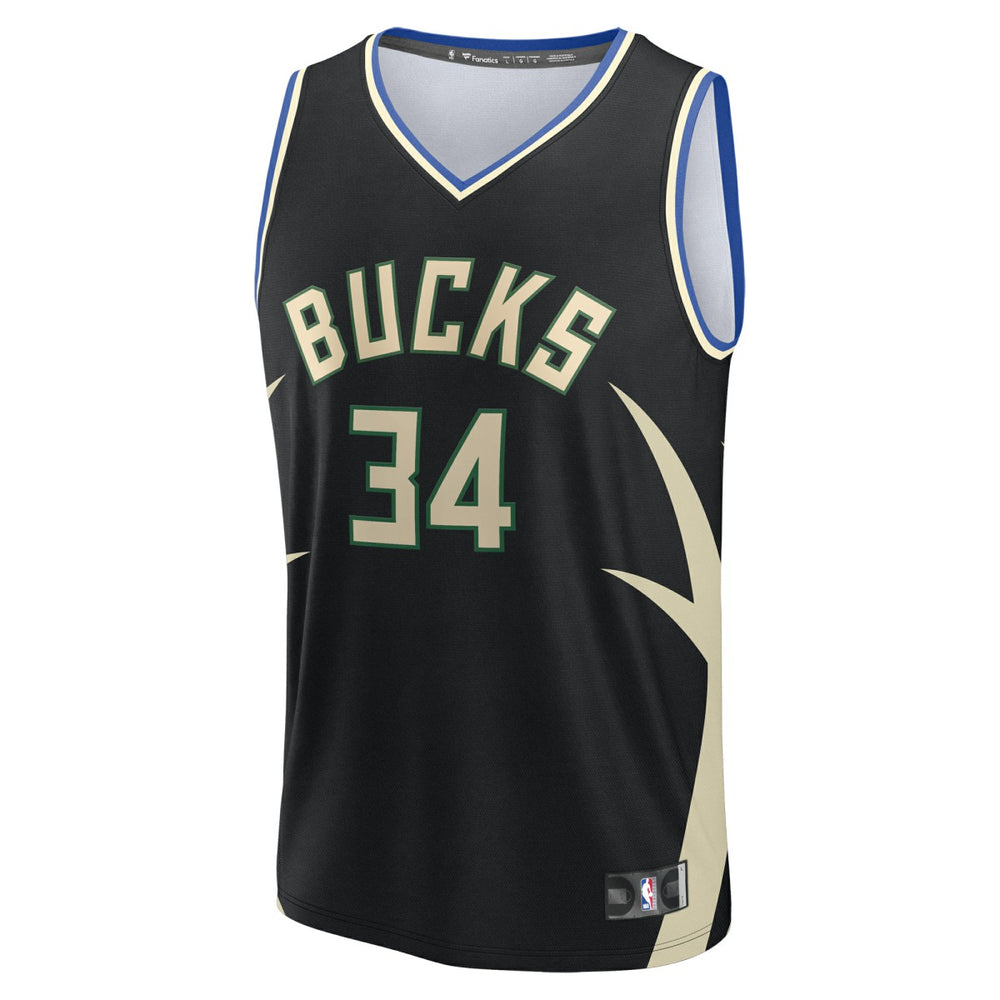 Giannis Antetokounmpo Milwaukee Bucks Fast Break Replica Player Jersey - Statement Edition - Black discount