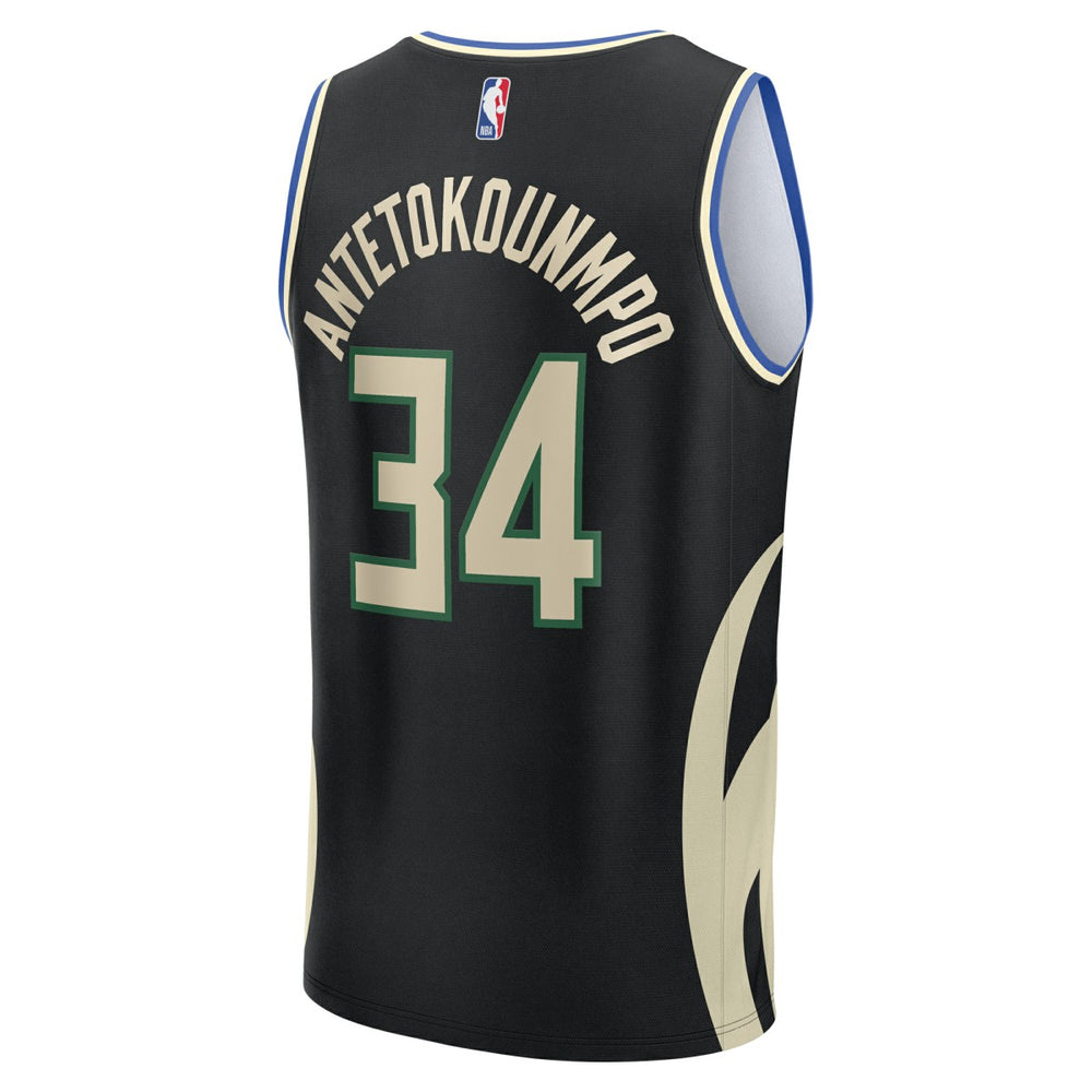 Giannis Antetokounmpo Milwaukee Bucks Fast Break Replica Player Jersey - Statement Edition - Black discount