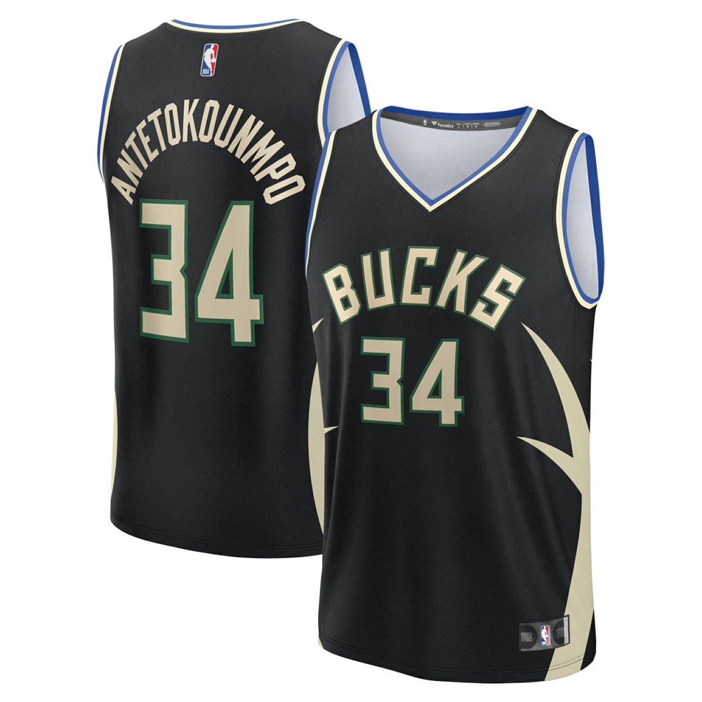 Giannis Antetokounmpo Milwaukee Bucks Youth Fast Break Replica Player Jersey - Statement Edition - Black for sale