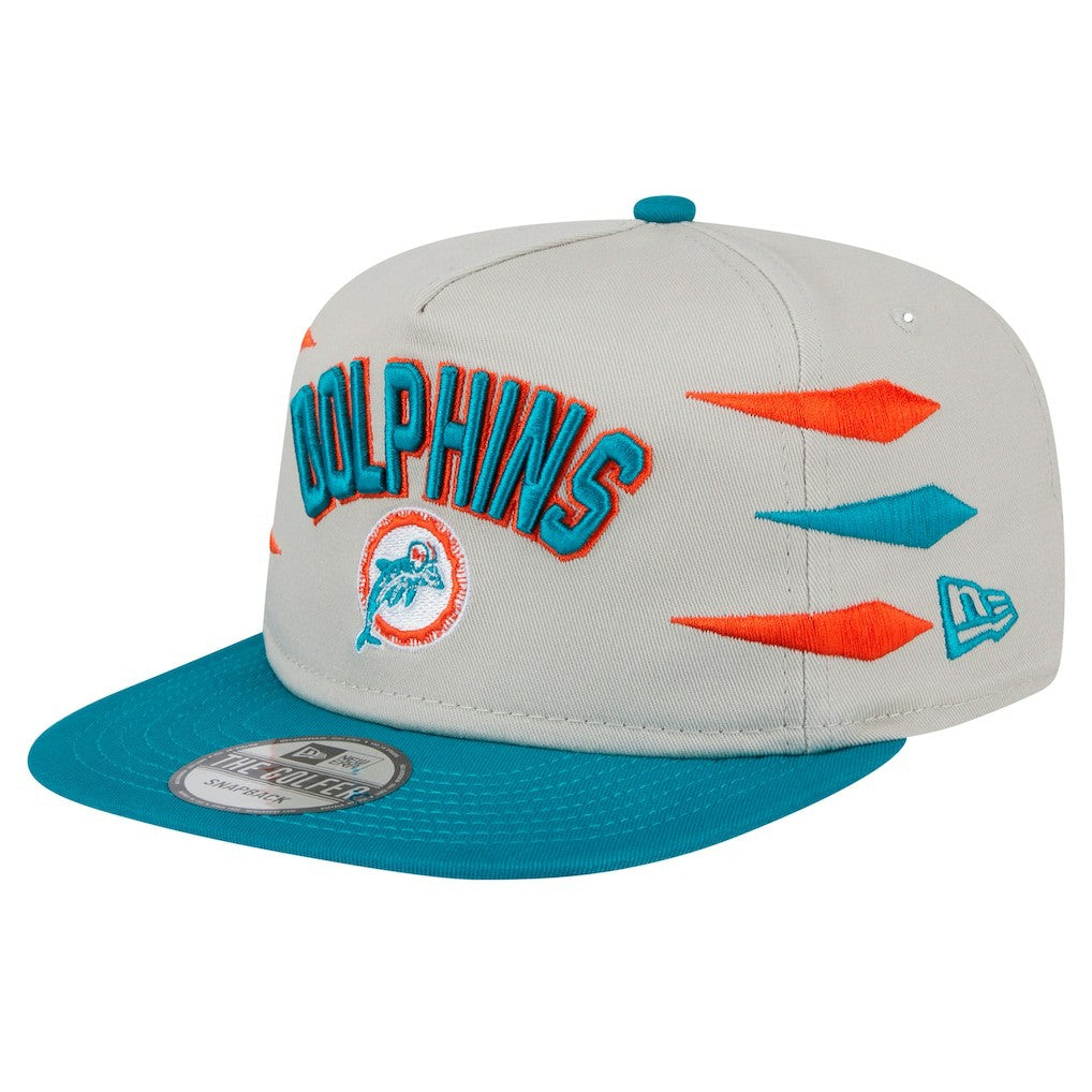 Miami Dolphins New Era Athletic Golfer Snapback Hat - Stone/Aqua online