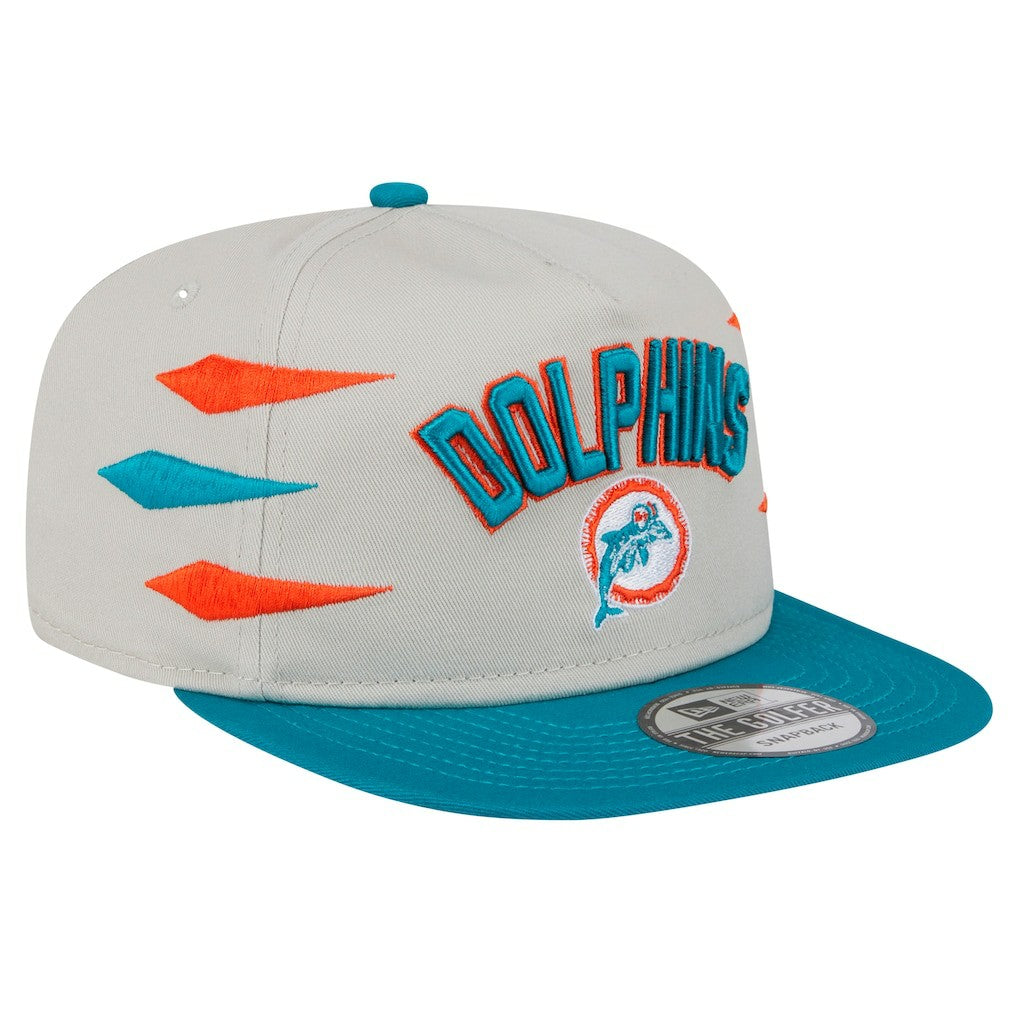 Miami Dolphins New Era Athletic Golfer Snapback Hat - Stone/Aqua online