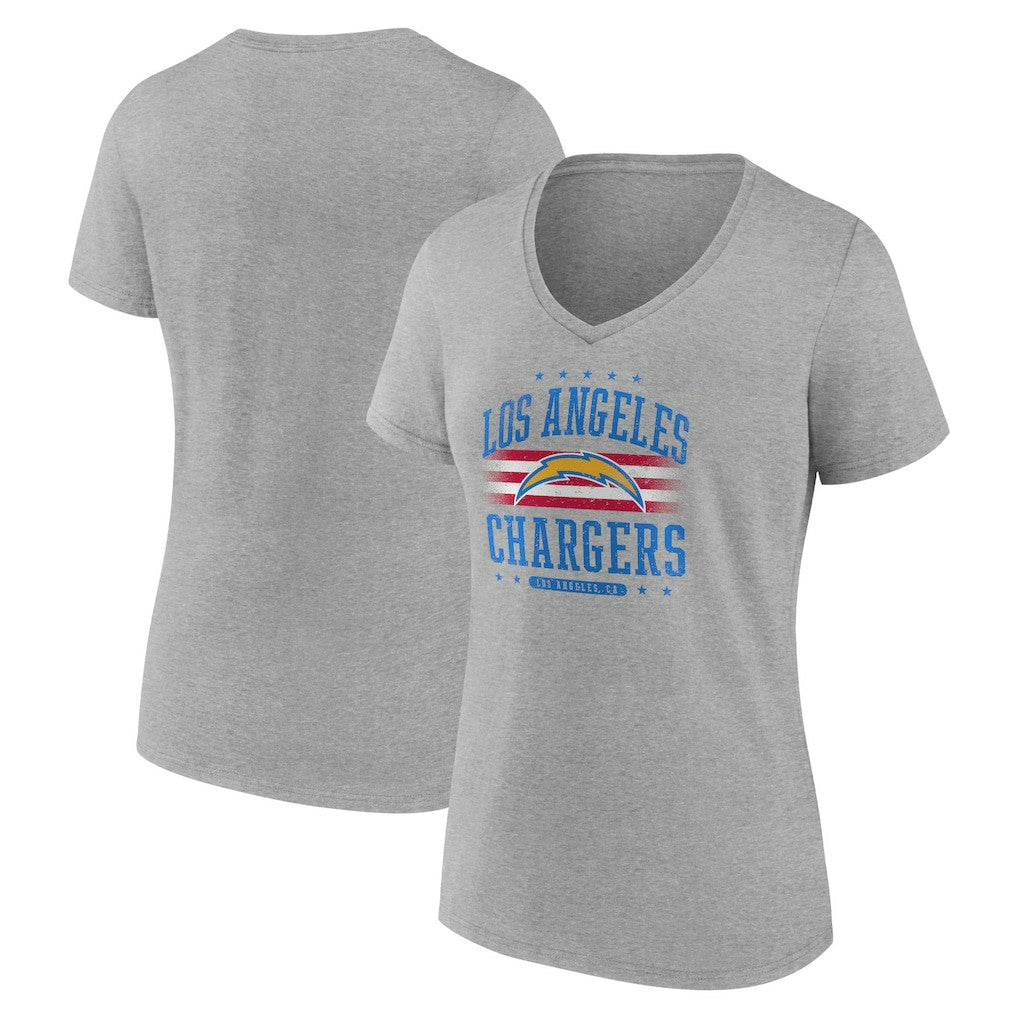 Los Angeles Chargers Women's Americana Team V-Neck T-Shirt - Gray discount