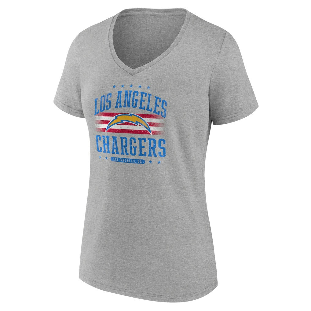 Los Angeles Chargers Women's Americana Team V-Neck T-Shirt - Gray discount