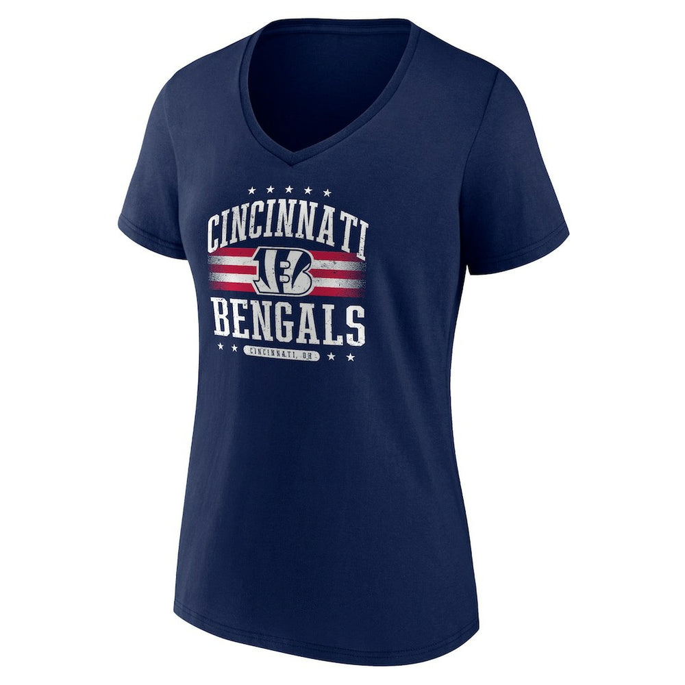 Cincinnati Bengals Women's Americana Team V-Neck T-Shirt - Navy cheap