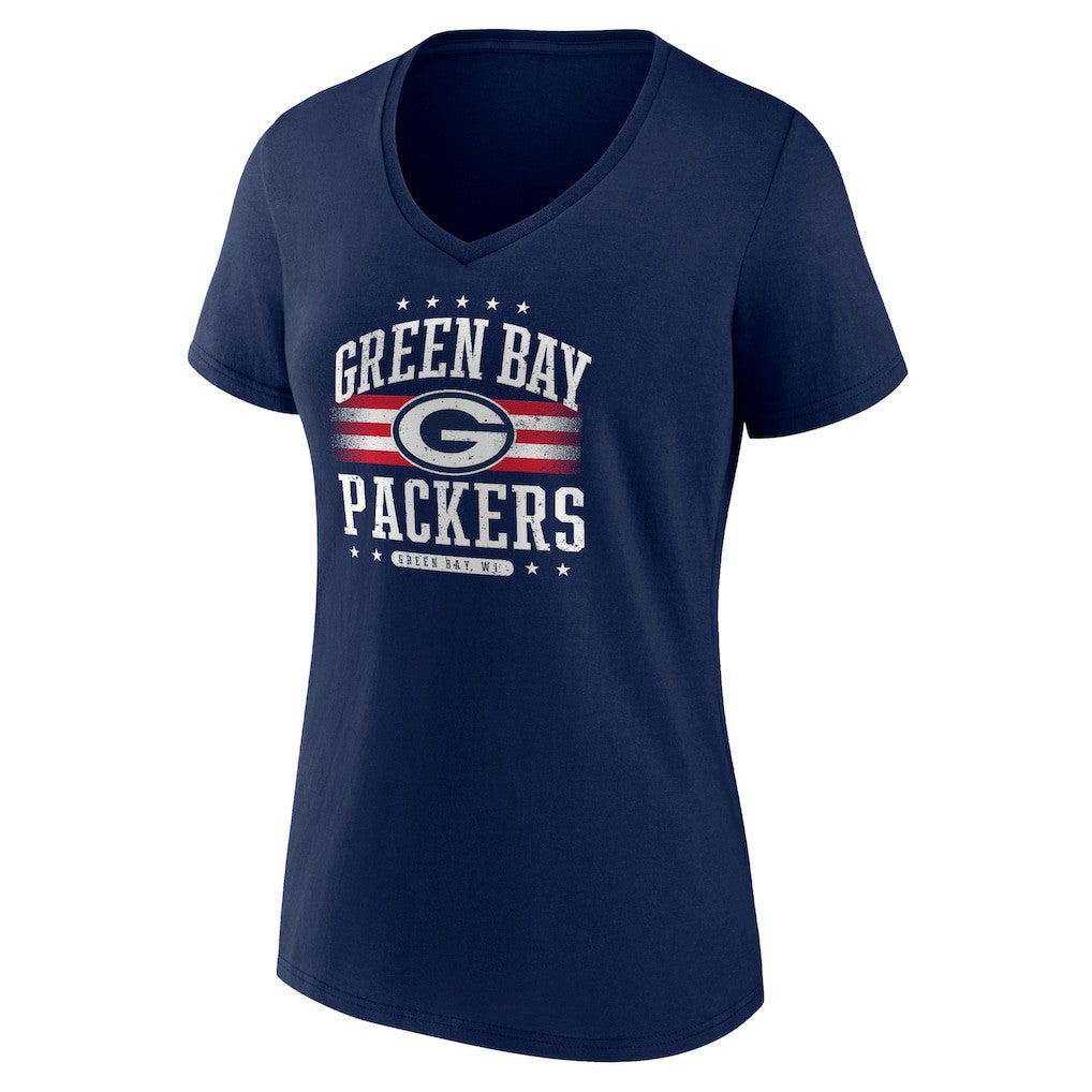 Green Bay Packers Women's Americana Team V-Neck T-Shirt - Navy for sale