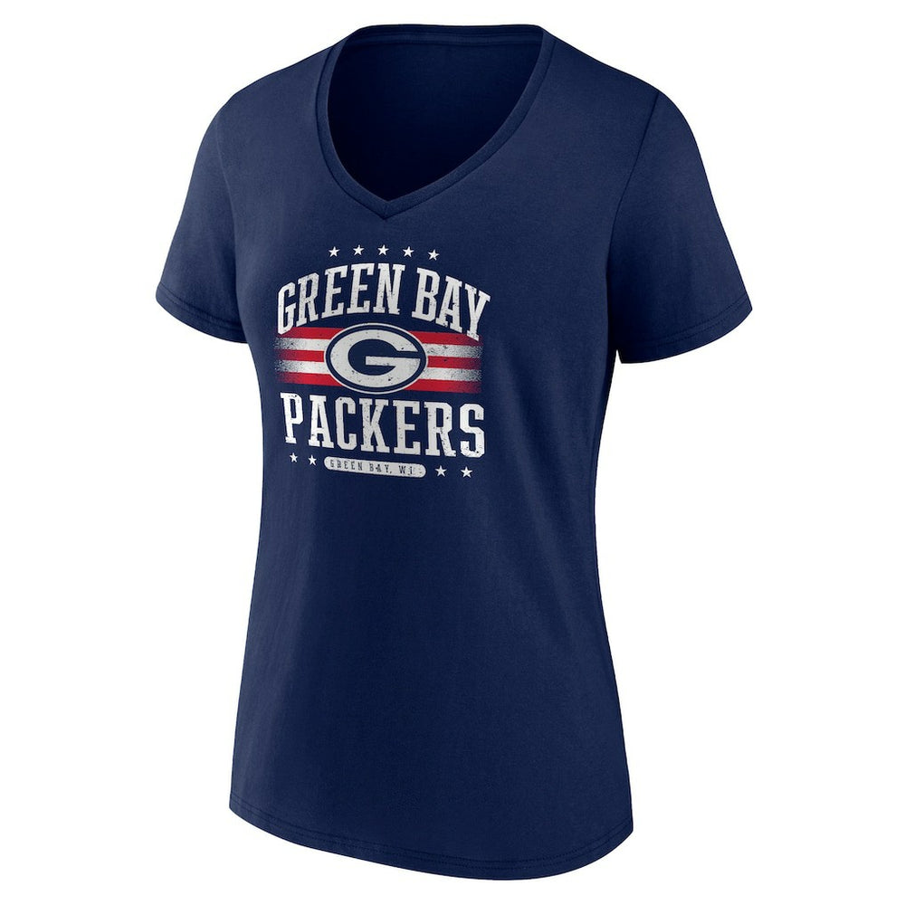 Green Bay Packers Women's Americana Team V-Neck T-Shirt - Navy for sale