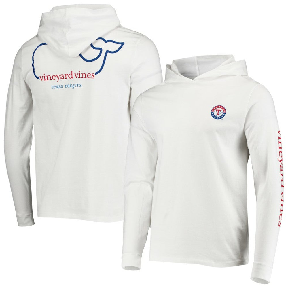 Texas Rangers Vineyard Vines Long Sleeve Hoodie T-Shirt White
