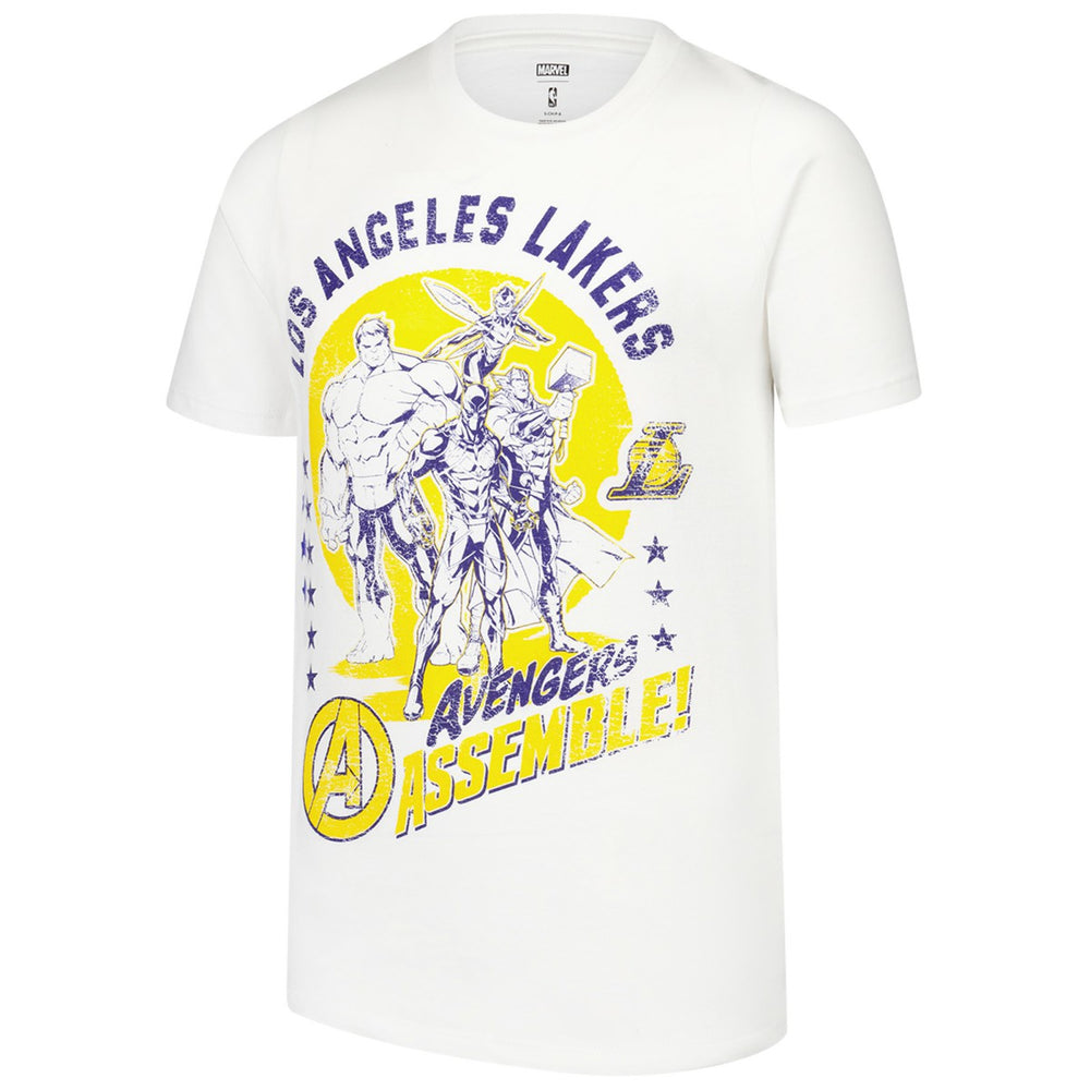 Los Angeles Lakers Youth NBA x Marvel Avengers Squad T-Shirt - White discount
