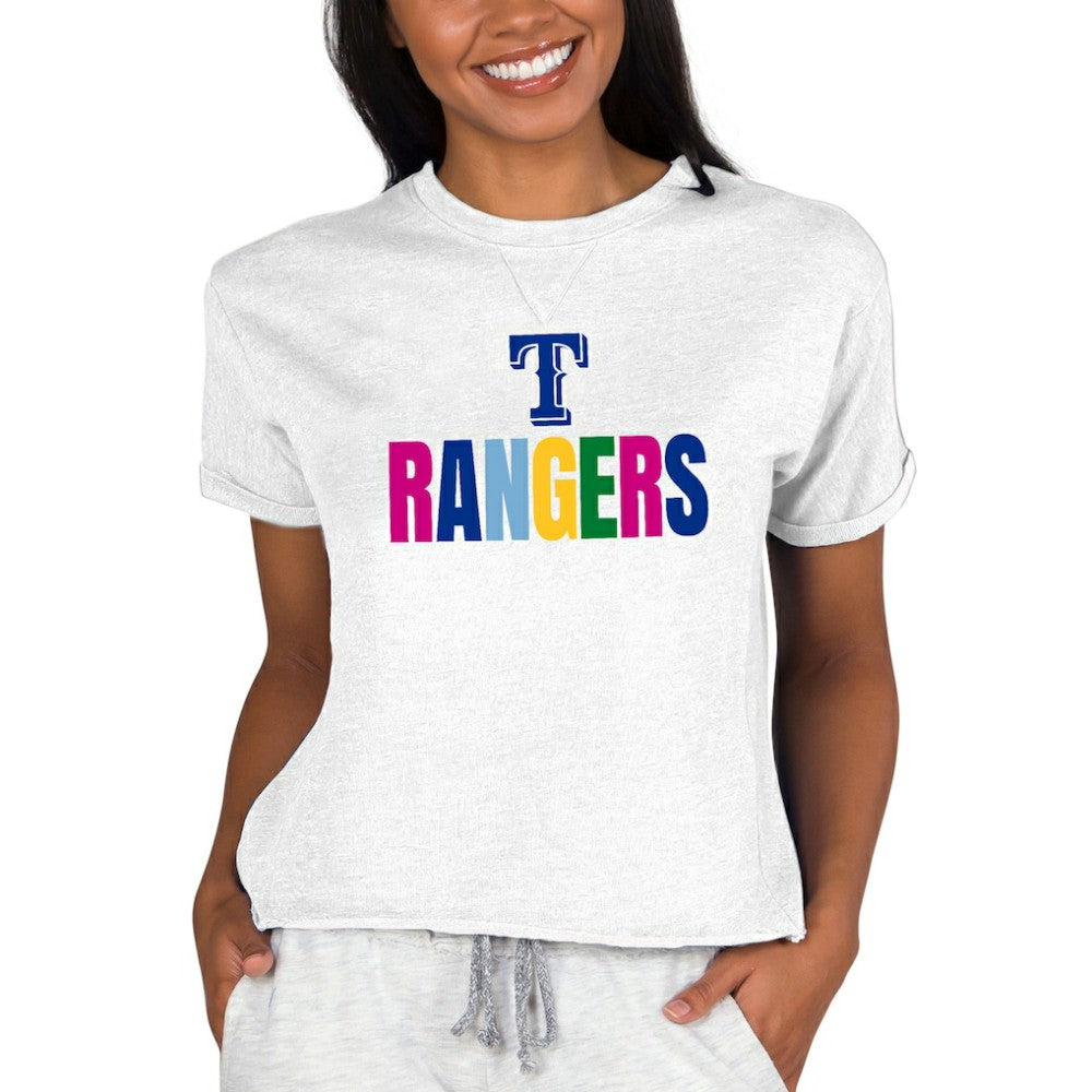 Texas Rangers Concepts Sport Women's Mainstream Terry Sweatshirt Oatmeal
