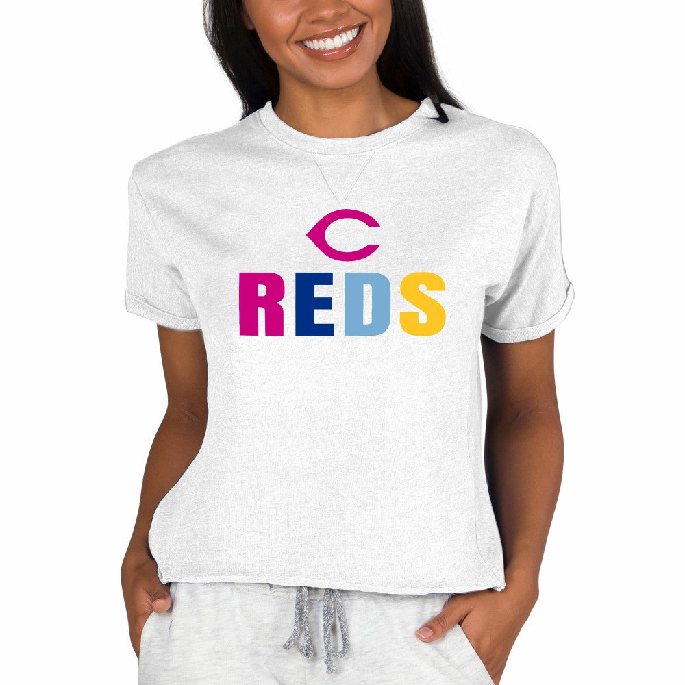 Cincinnati Reds Concepts Sport Women's Mainstream Terry Sweatshirt Oatmeal