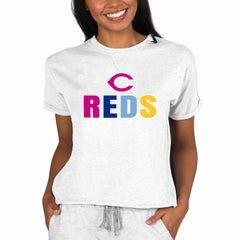 Cincinnati Reds Concepts Sport Women's Mainstream Terry Sweatshirt Oatmeal