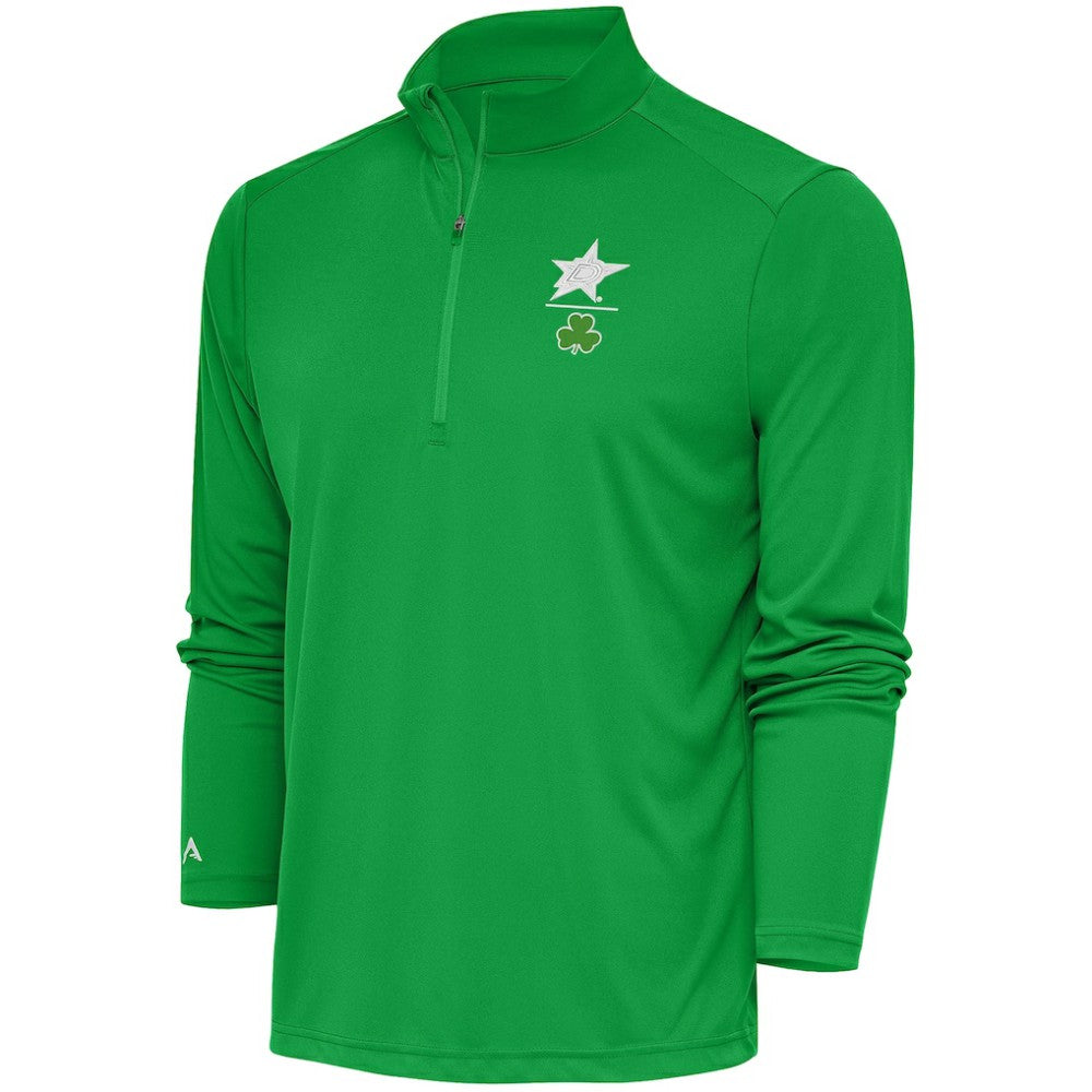 Dallas Stars Antigua Shamrock Tribute Quarter-Zip Pullover Top - Kelly Green Pullover