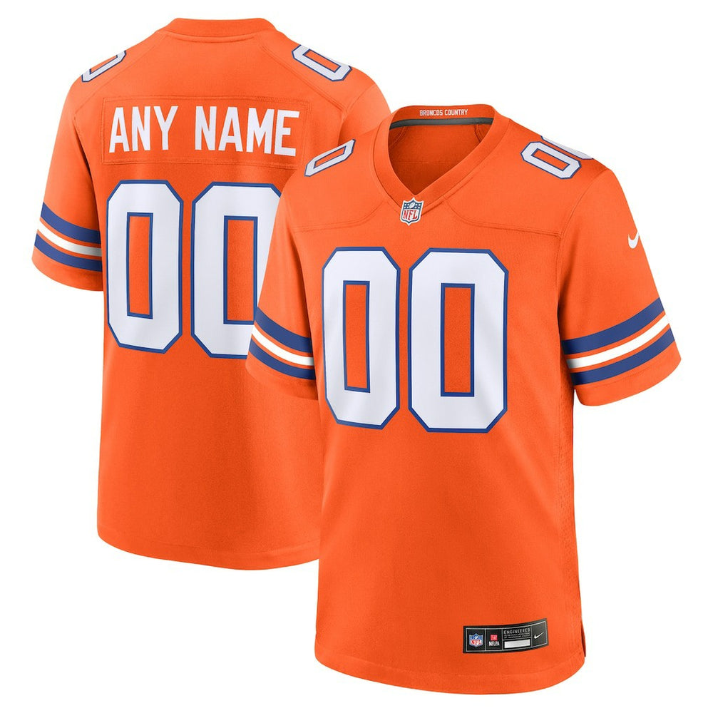 Denver Broncos Mile High Collection 1977 Throwback Custom Game Jersey - Orange sale
