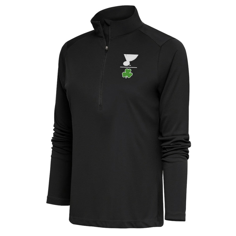 St. Louis Blues Antigua Women's Shamrock Tribute Half-Zip Pullover Top - Charcoal Pullover
