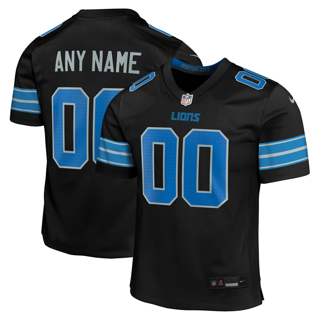 Detroit Lions Youth Alternate Custom Game Jersey - Black outlet