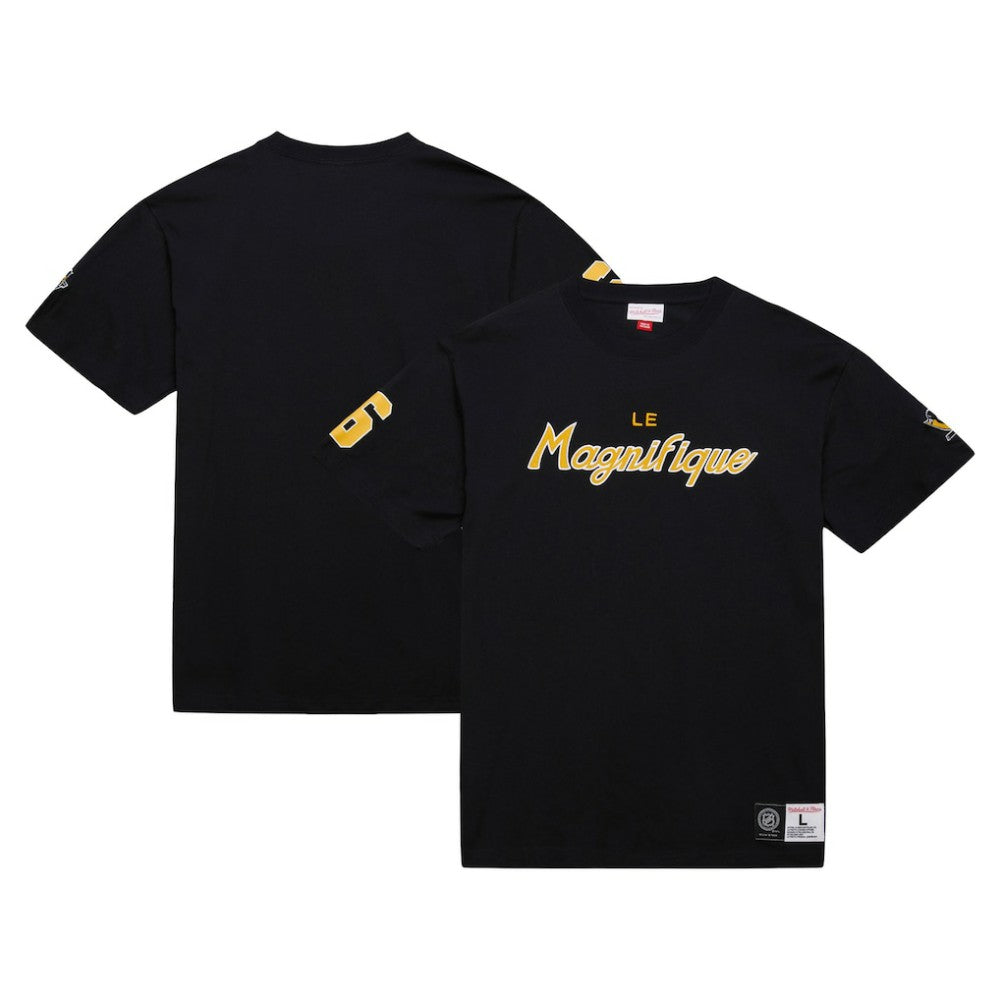 Mario Lemieux Pittsburgh Penguins Mitchell & Ness Premium Nickname Vintage Logo T-Shirt - Black T-shirts