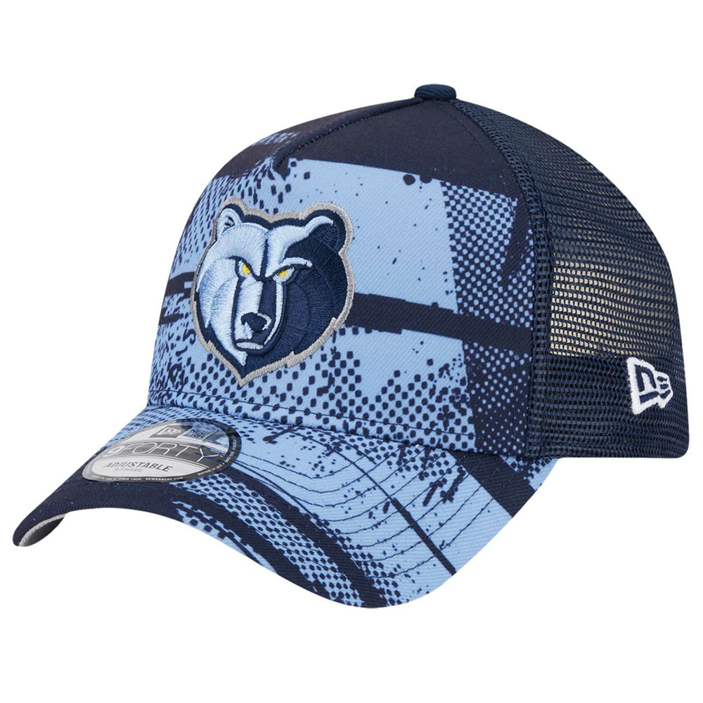 Memphis Grizzlies Tip Off A-Frame Trucker 9FORTY Adjustable Hat - Navy/Light Blue sale