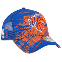 New York Knicks Tip Off A-Frame Trucker 9FORTY Adjustable Hat - Blue/Orange cheap