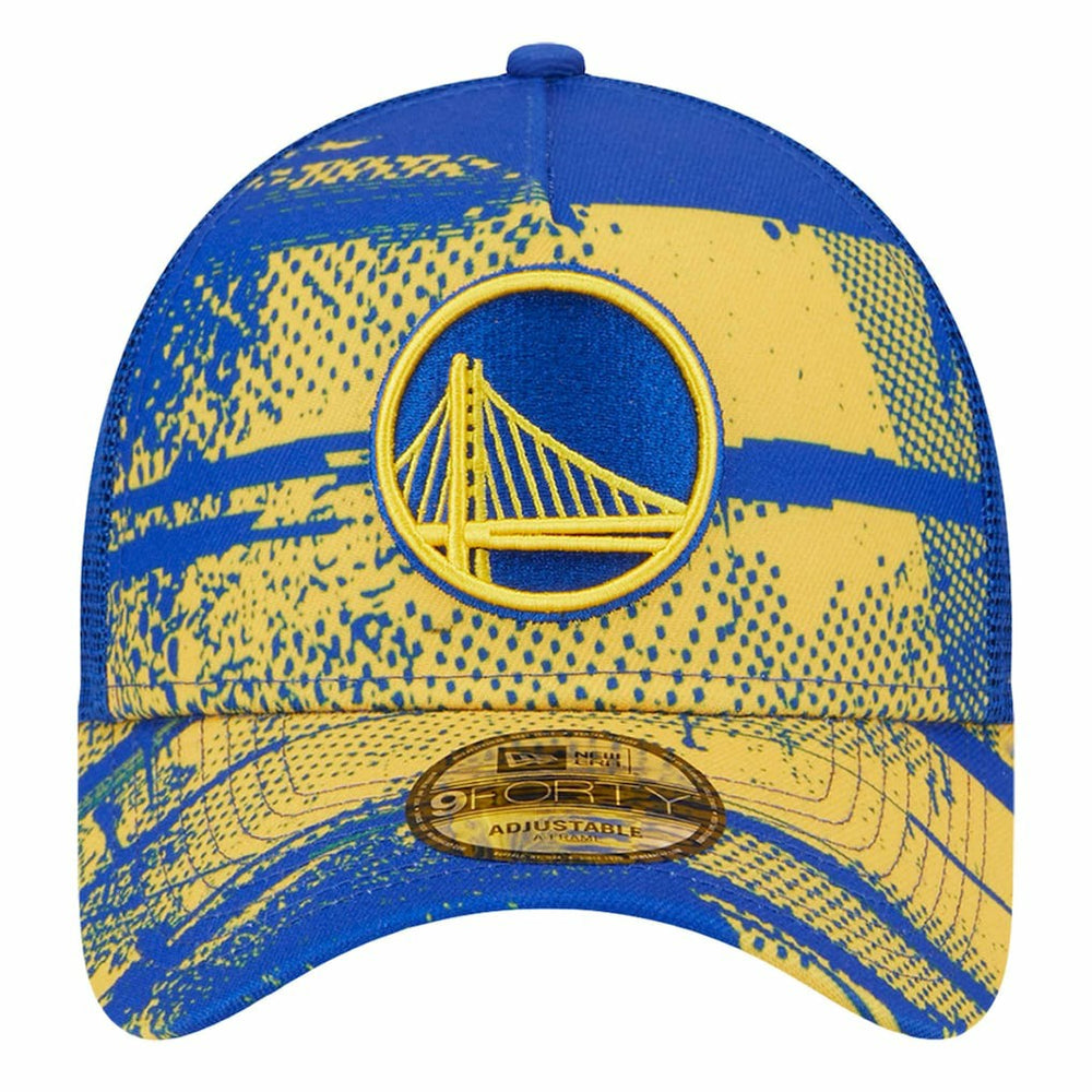 Golden State Warriors Tip Off A-Frame Trucker 9FORTY Adjustable Hat sale - Royal/Gold cheap
