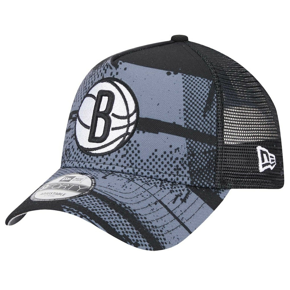 Brooklyn Nets Tip Off A-Frame Trucker 9FORTY Adjustable Hat - Black/Charcoal online