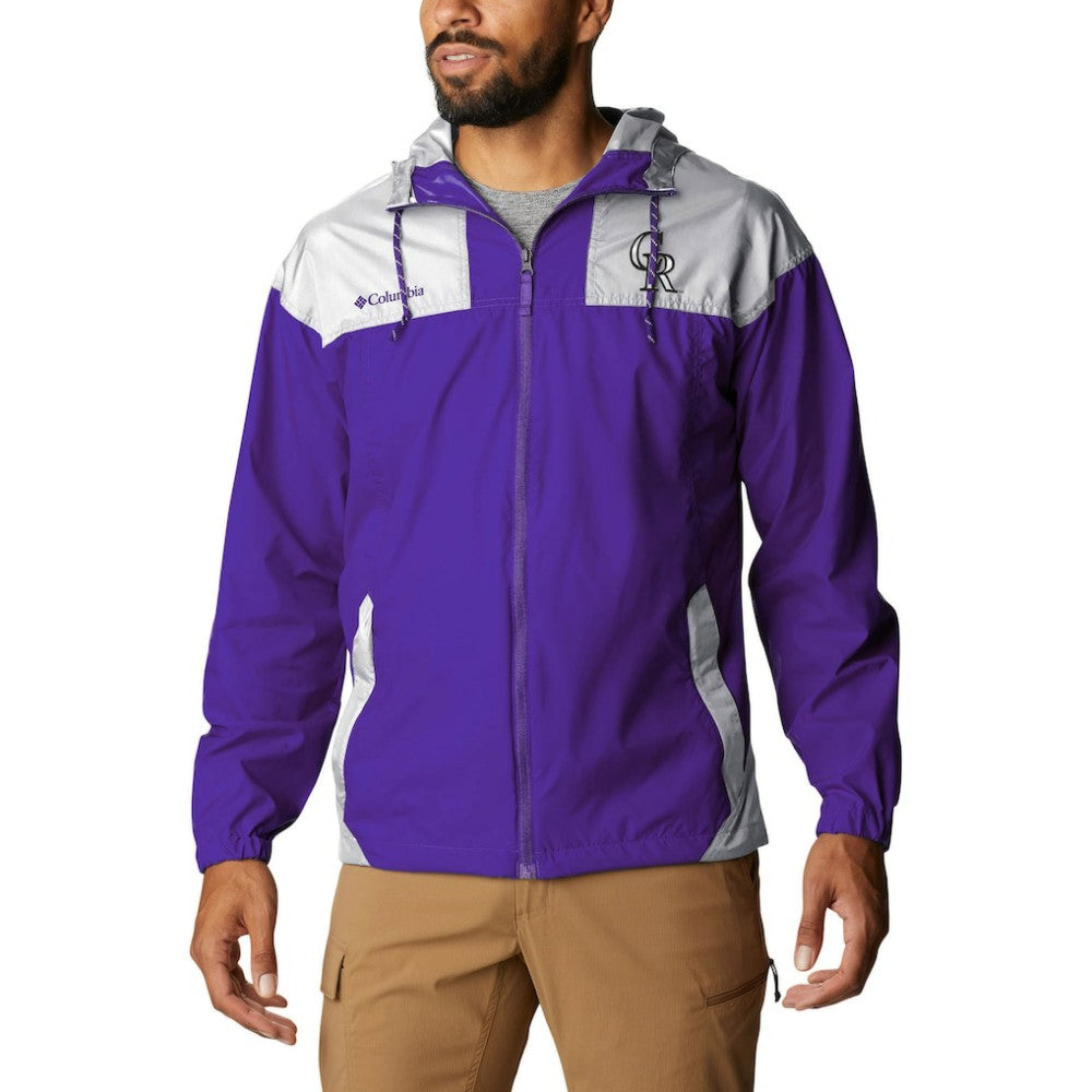 Colorado Rockies Omni-Shade Flash Challenger Full-Zip Windbreaker Jacket Purple/White
