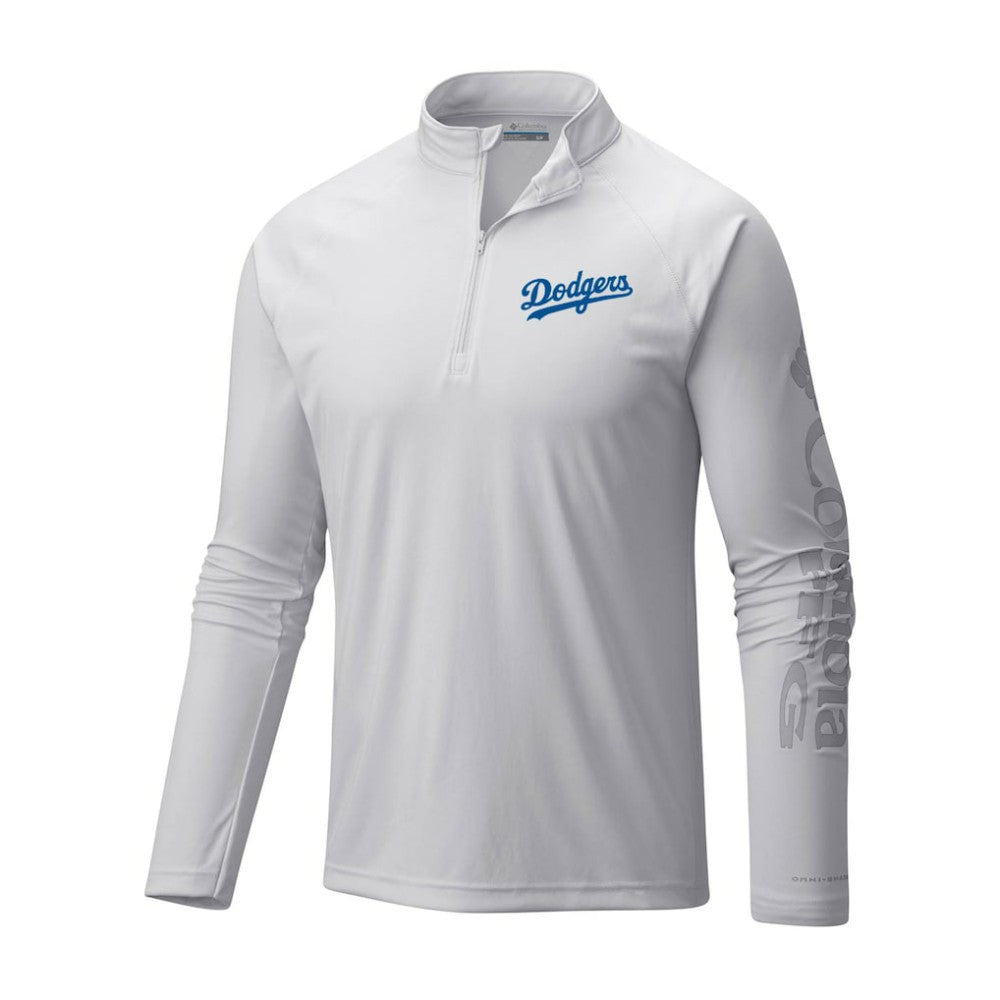 Los Angeles Dodgers Terminal Tackle Omni-Shade Raglan Quarter-Zip Pullover Top White