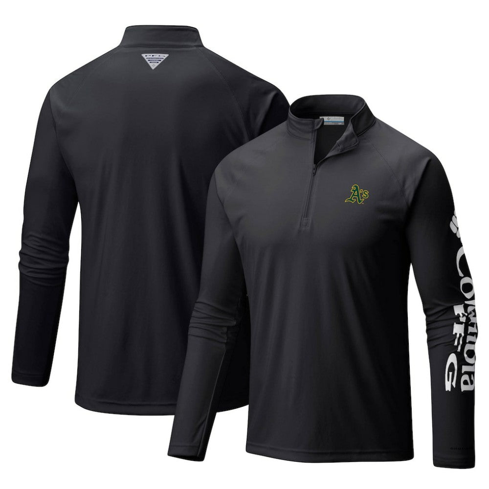 Athletics Terminal Tackle Omni-Shade Raglan Quarter-Zip Pullover Top Black