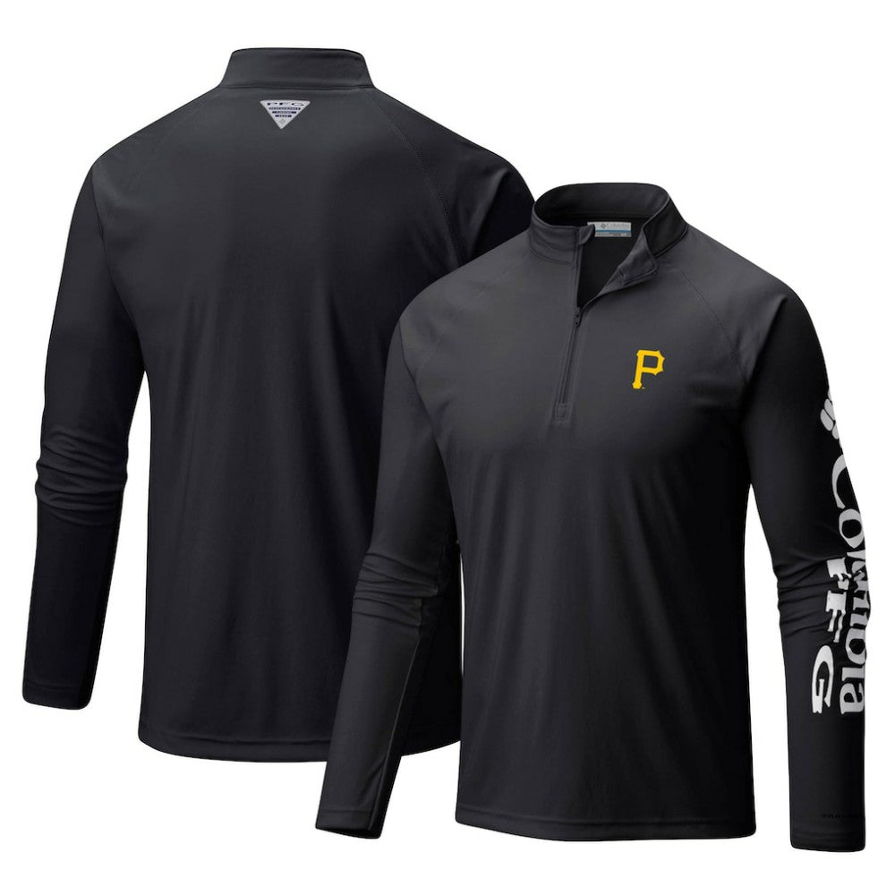 Pittsburgh Pirates Terminal Tackle Omni-Shade Raglan Quarter-Zip Pullover Top Black