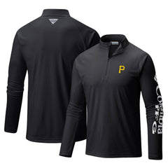 Pittsburgh Pirates Terminal Tackle Omni-Shade Raglan Quarter-Zip Pullover Top Black
