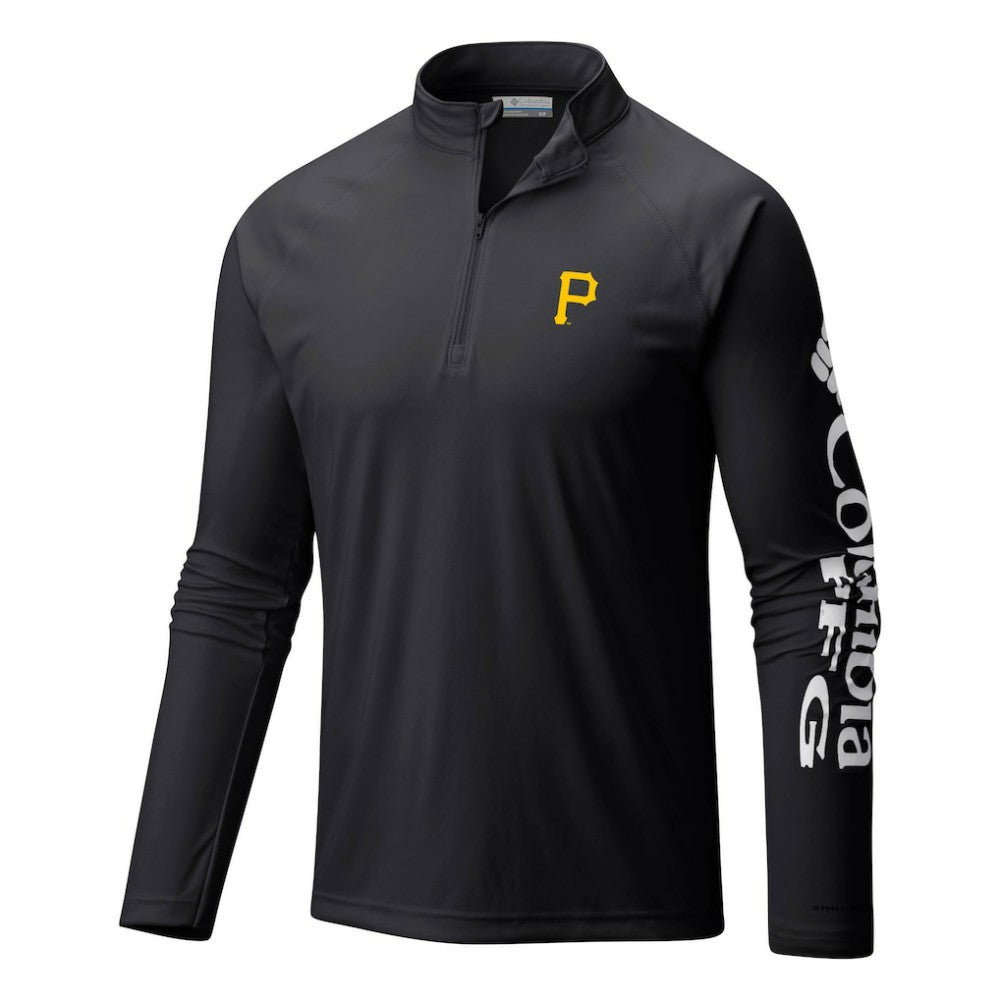 Pittsburgh Pirates Terminal Tackle Omni-Shade Raglan Quarter-Zip Pullover Top Black