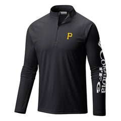 Pittsburgh Pirates Terminal Tackle Omni-Shade Raglan Quarter-Zip Pullover Top Black