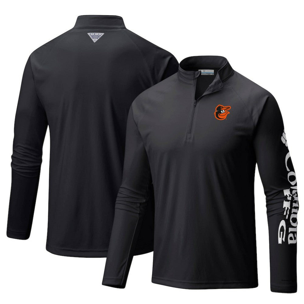 Baltimore Orioles Terminal Tackle Omni-Shade Raglan Quarter-Zip Pullover Top Black