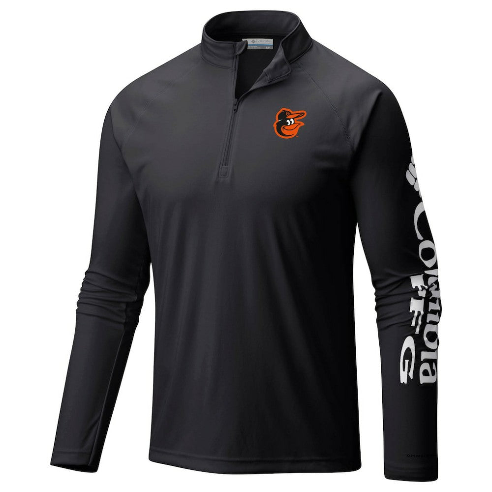 Baltimore Orioles Terminal Tackle Omni-Shade Raglan Quarter-Zip Pullover Top Black