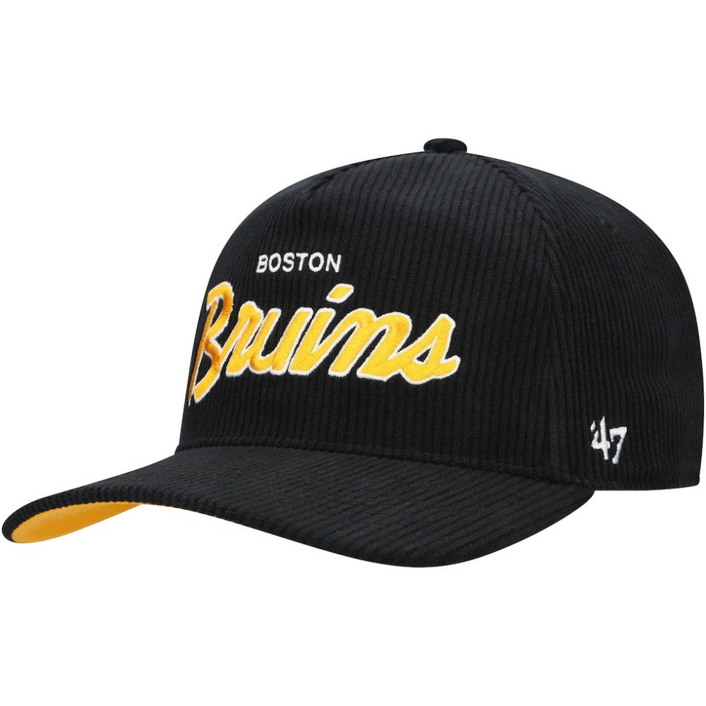 Boston Bruins '47 Crosstown Corduroy Hitch Adjustable Hat - Black Hats