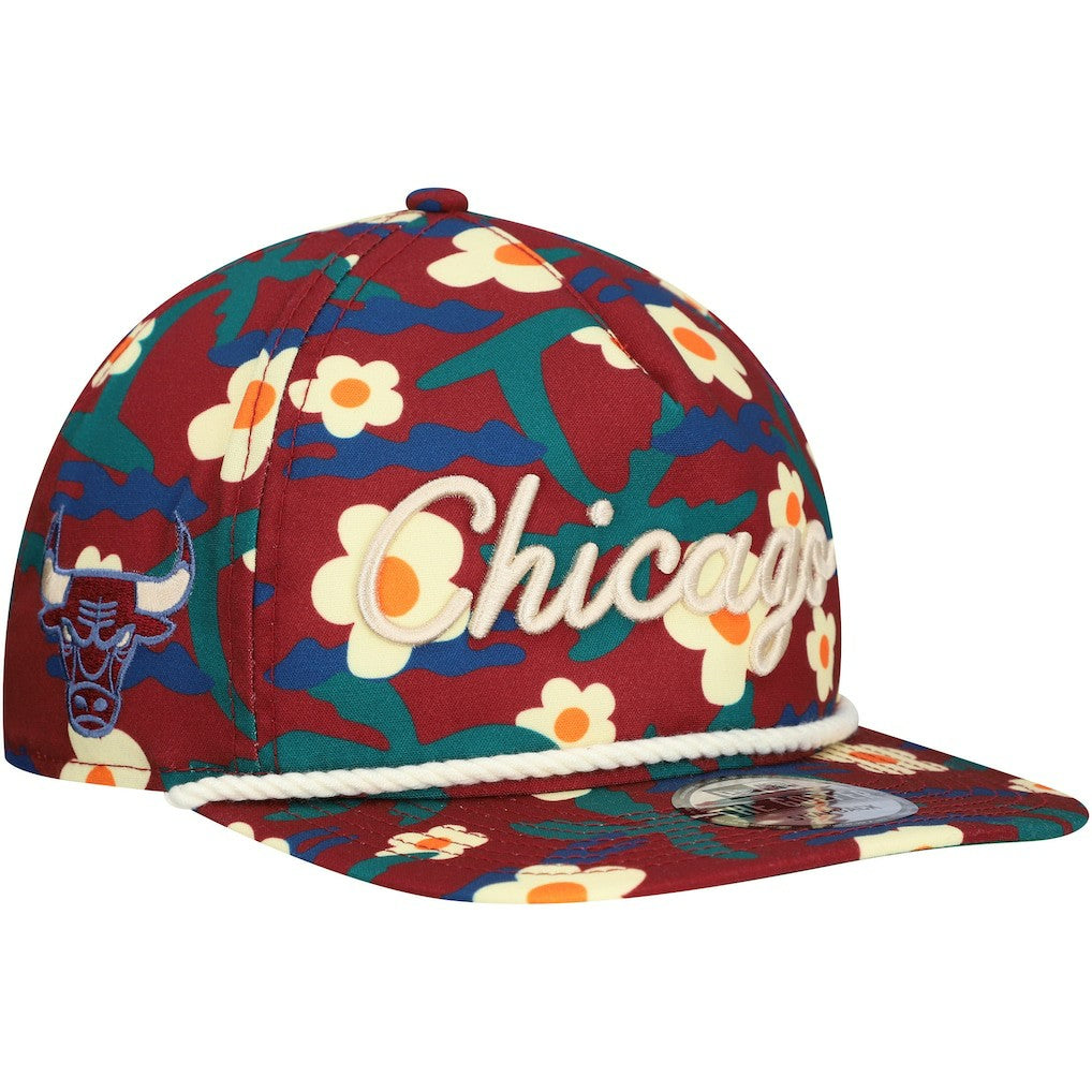 Chicago Bulls Vacation Floral Golfer Snapback Hat - Crimson on sale