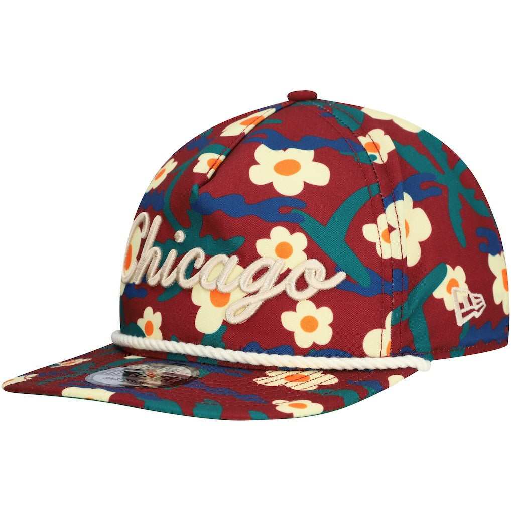 Chicago Bulls Vacation Floral Golfer Snapback Hat - Crimson on sale