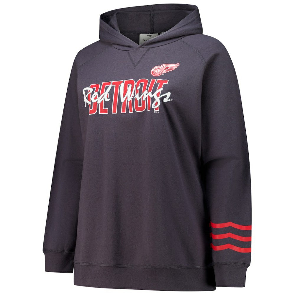 Detroit Red Wings Fanatics Women's Plus Size Lightweight Fleece Raglan Pullover Hoodie - Charcoal Hoodies