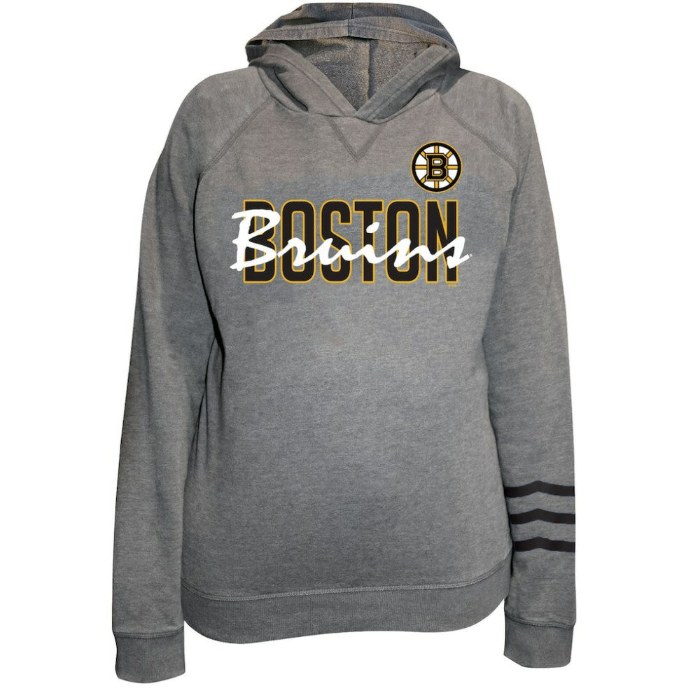Boston Bruins Fanatics Women's Plus Size Lightweight Fleece Raglan Pullover Hoodie - Heather Gray Hoodies
