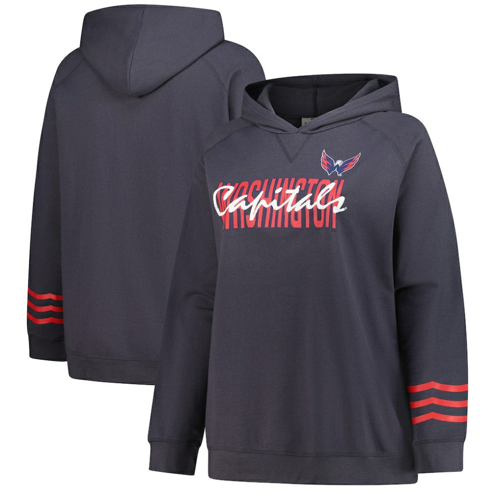 Washington Capitals Fanatics Women's Plus Size Lightweight Fleece Raglan Pullover Hoodie - Charcoal Hoodies