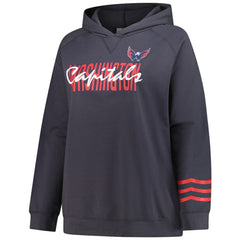 Washington Capitals Fanatics Women's Plus Size Lightweight Fleece Raglan Pullover Hoodie - Charcoal Hoodies