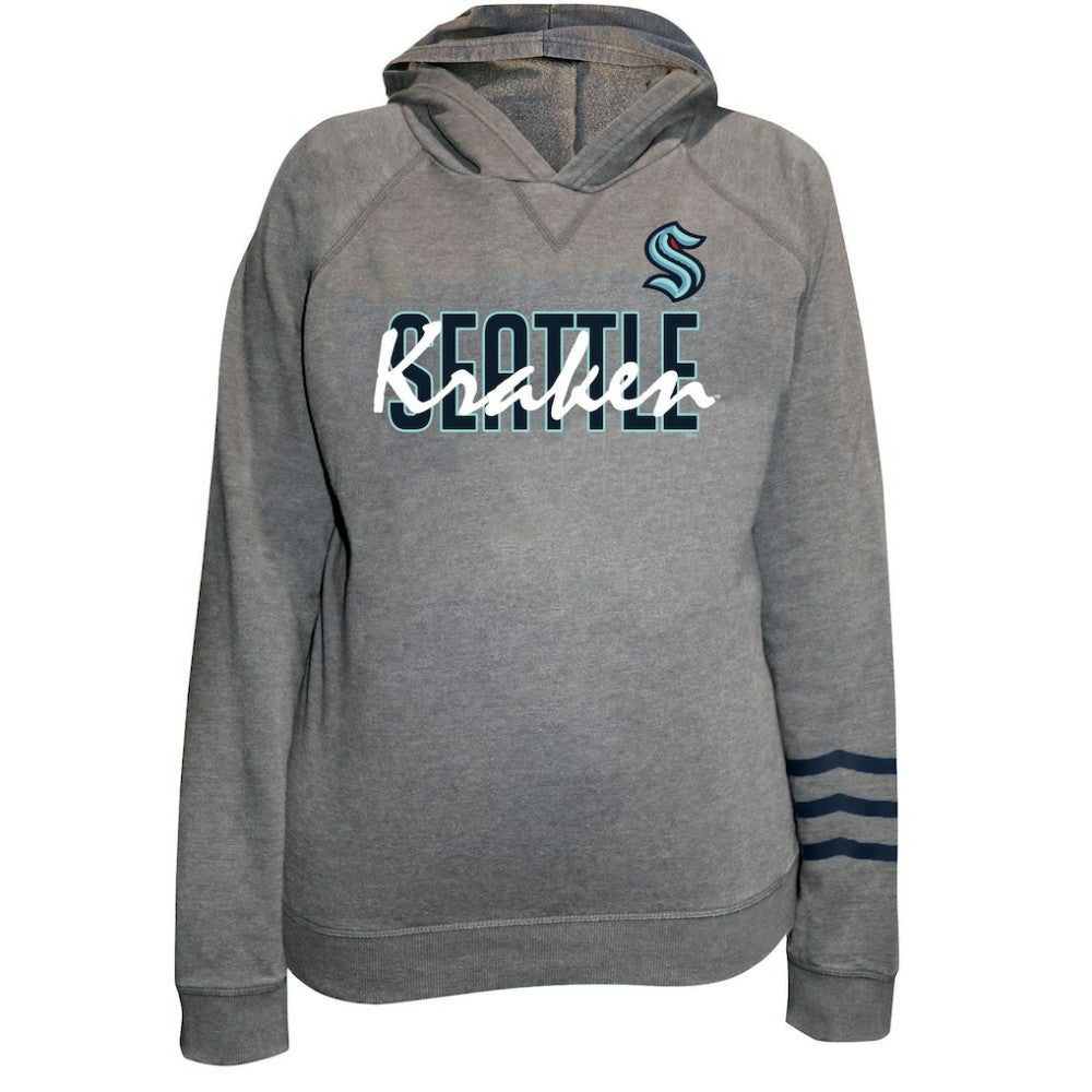 Seattle Kraken Fanatics Women's Plus Size Lightweight Fleece Raglan Pullover Hoodie - Heather Gray Hoodies